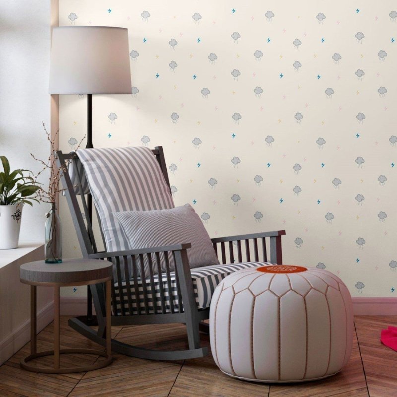 Papel de Parede Adesivo Infantil Chuva Minimalista N013178 - Papel na Parede