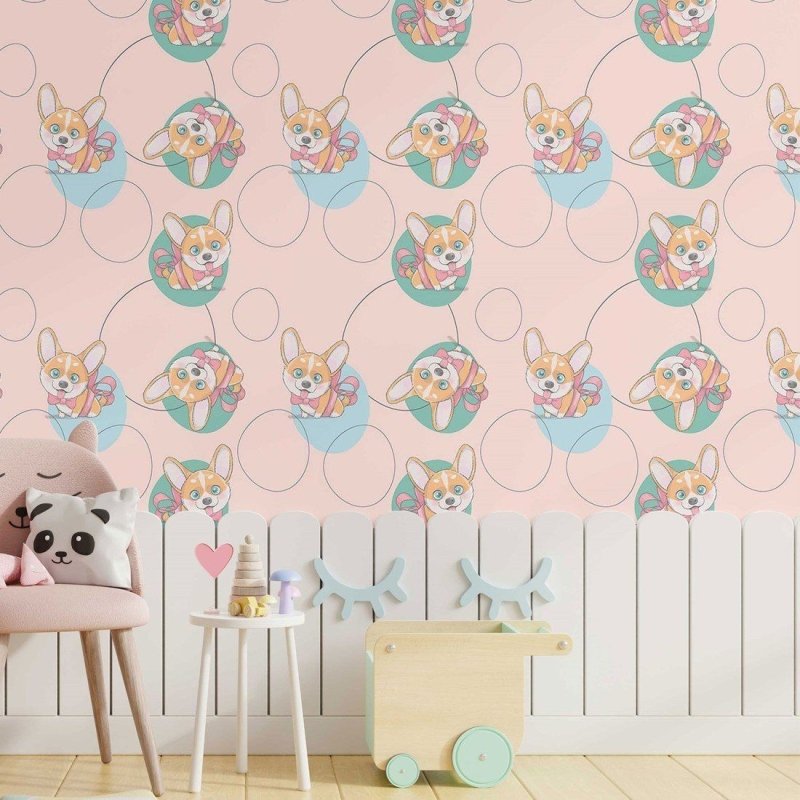 Papel de Parede Adesivo Infantil Corgi N014038 - Papel na Parede