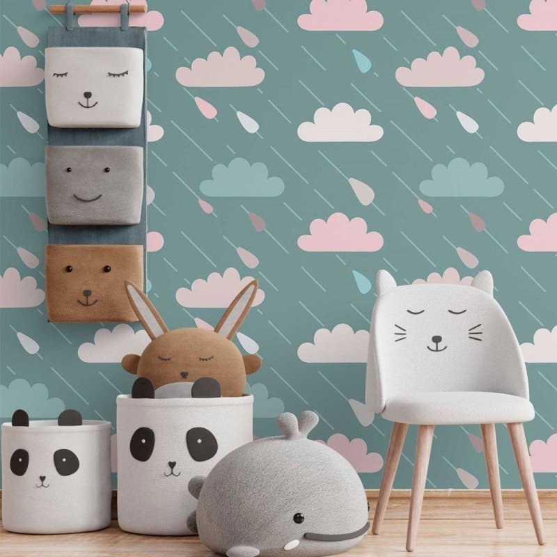 Papel de Parede Adesivo infantil dia de chuva N014116 - Papel na Parede