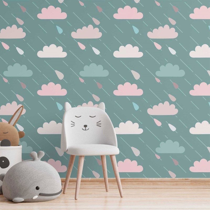 Papel de Parede Adesivo infantil dia de chuva N014116 - Papel na Parede