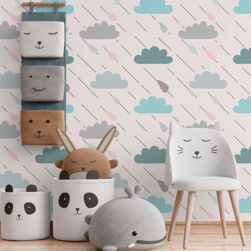 Papel de Parede Adesivo infantil dia de chuva N014120 - Papel na Parede
