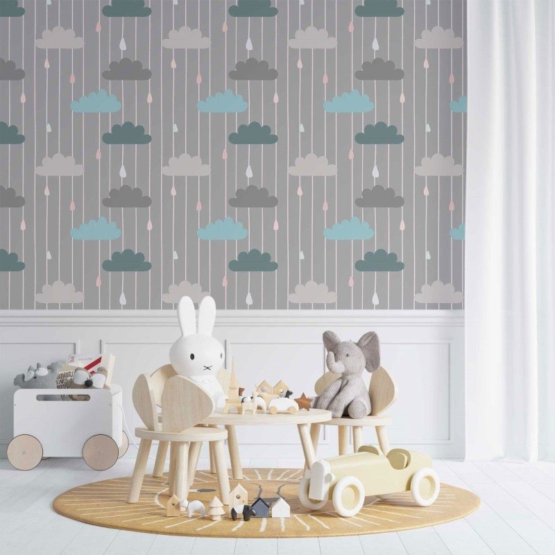 Papel de Parede Adesivo infantil dia de chuva N014121 - Papel na Parede