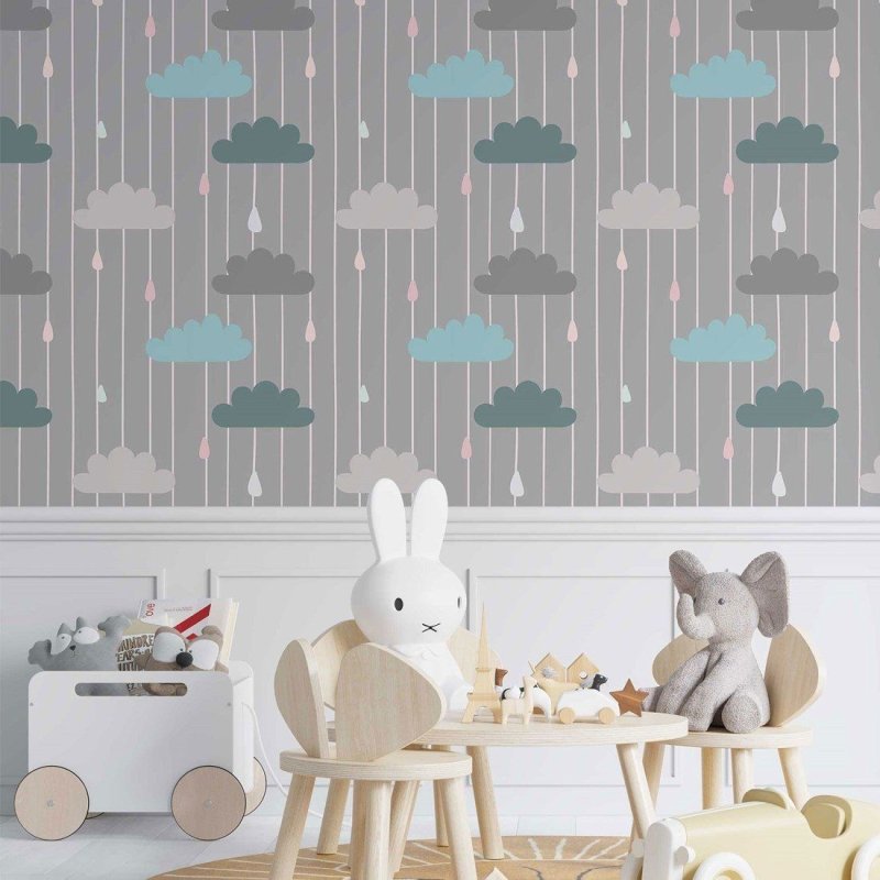 Papel de Parede Adesivo infantil dia de chuva N014121 - Papel na Parede