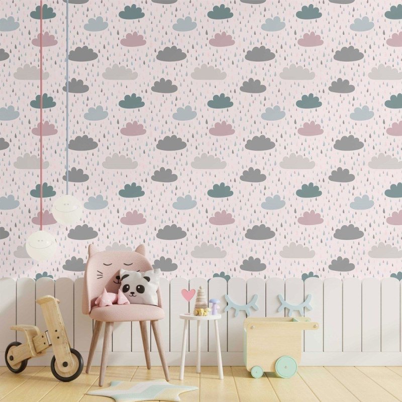 Papel de Parede Adesivo infantil dia de chuva N014122 - Papel na Parede