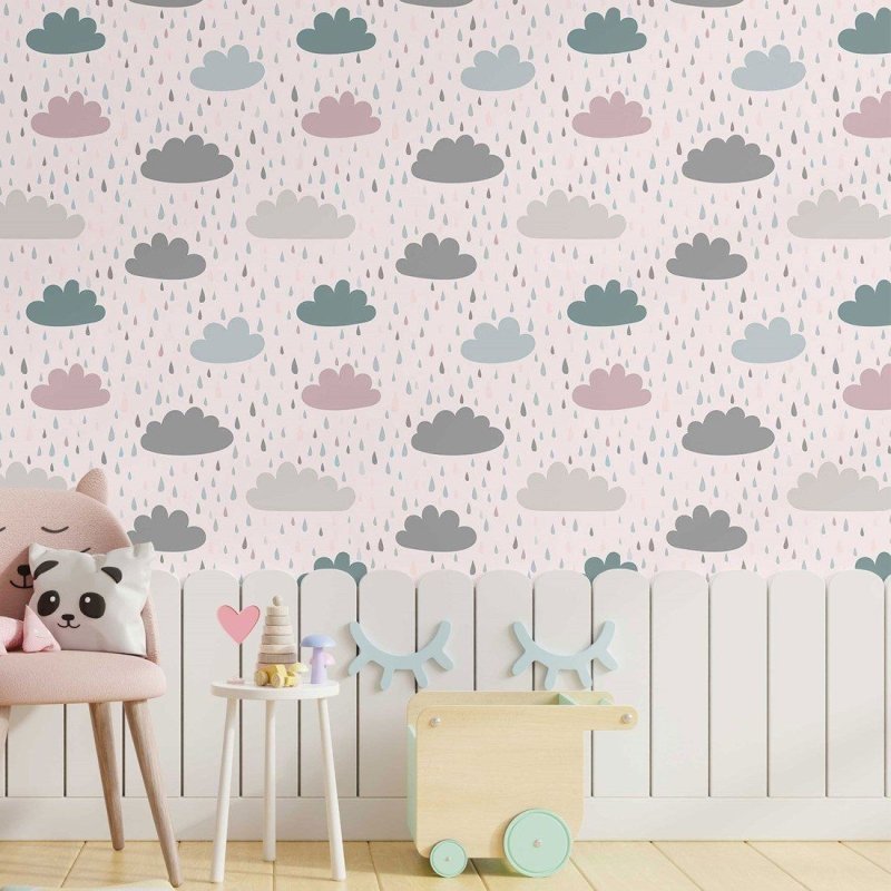 Papel de Parede Adesivo infantil dia de chuva N014122 - Papel na Parede