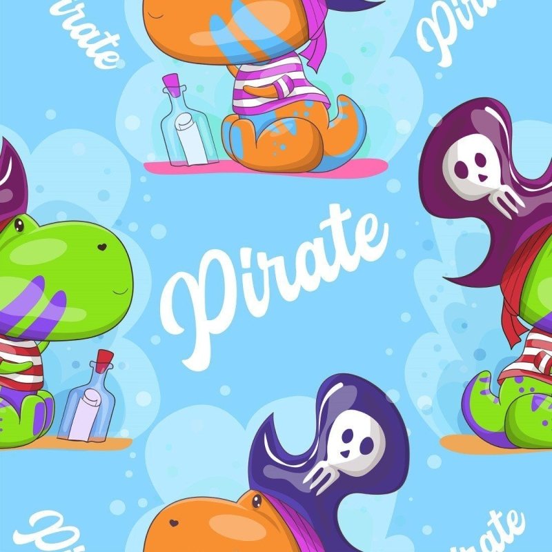 Papel de Parede Adesivo infantil Dinossauro Pirata N014089 - Papel na Parede