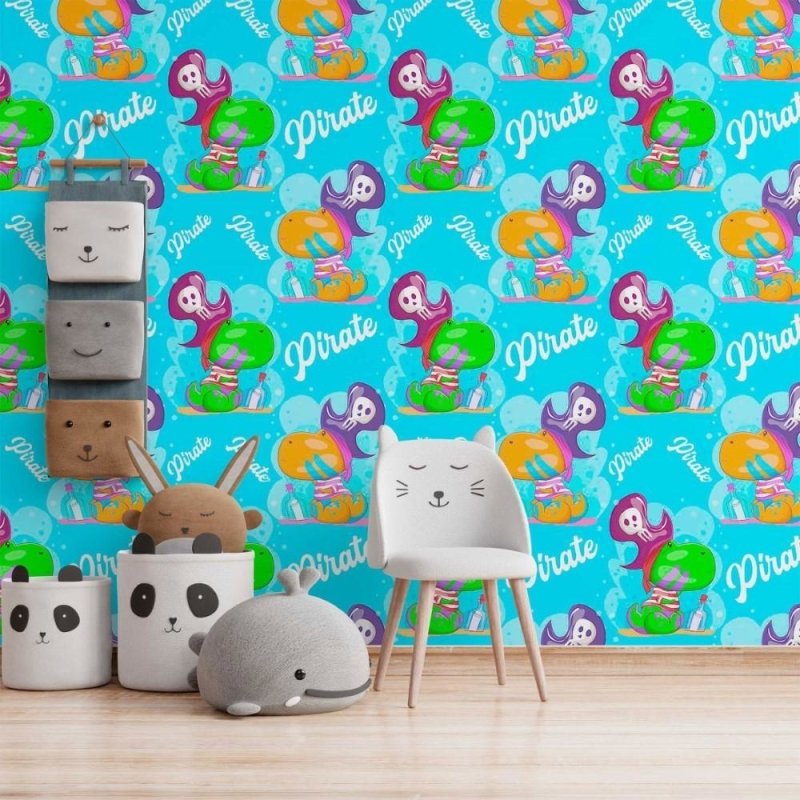 Papel de Parede Adesivo infantil Dinossauro Pirata N014089 - Papel na Parede