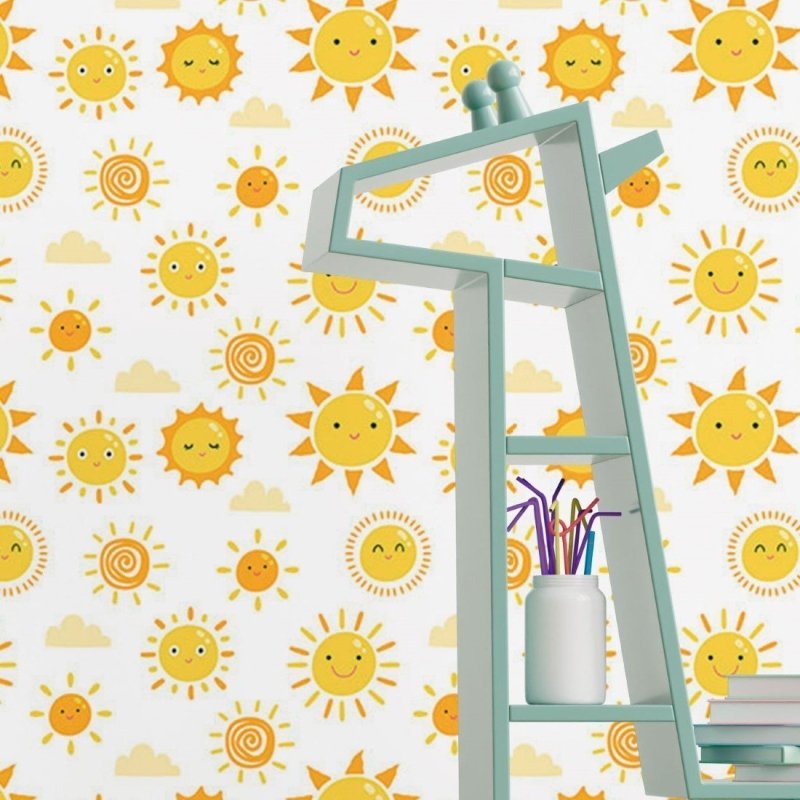 Papel de Parede Adesivo Infantil Feliz Dia de Sol N017080 - Papel na Parede