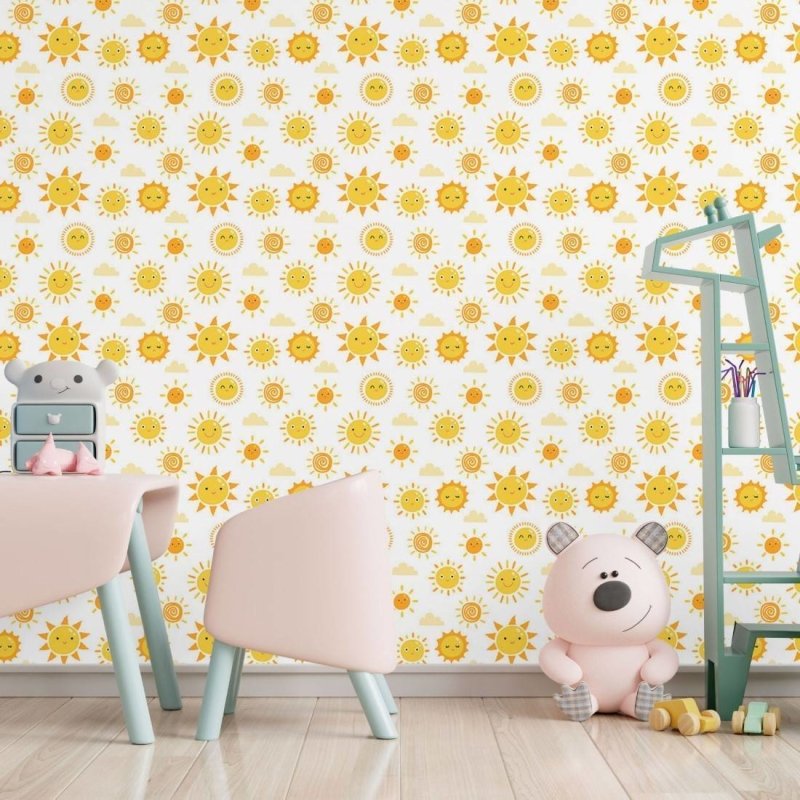 Papel de Parede Adesivo Infantil Feliz Dia de Sol N017080 - Papel na Parede