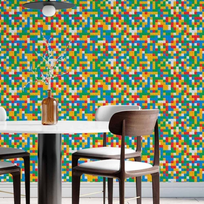 Papel de Parede Adesivo infantil geométrico lego N014124 - Papel na Parede