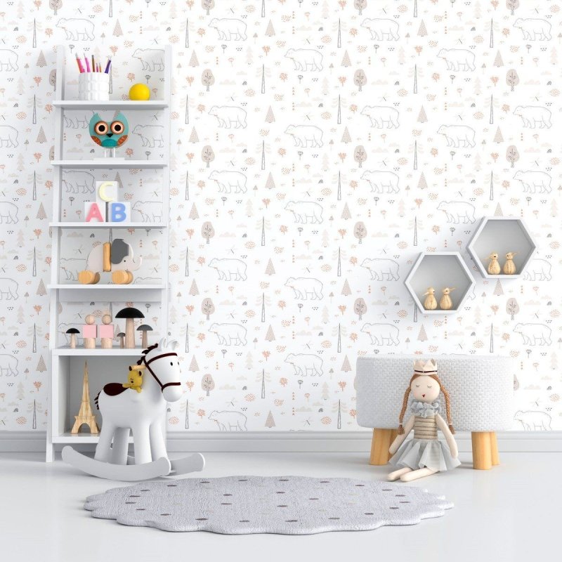 Papel de Parede Adesivo Infantil Inverno Urso Polar N012082 - Papel na Parede