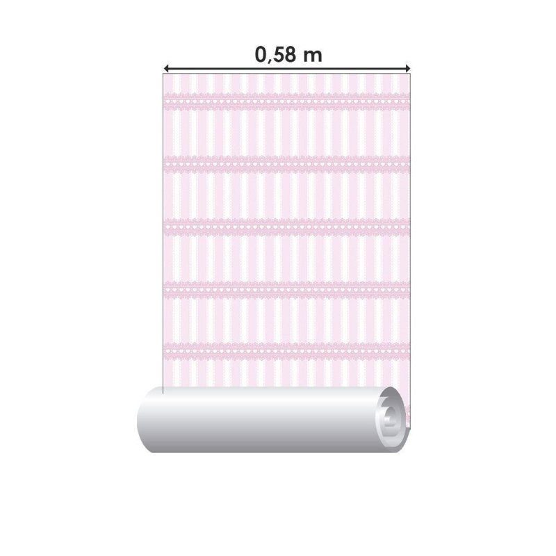 Papel de Parede Adesivo Infantil Listrado Rosa N015110 - Papel na Parede