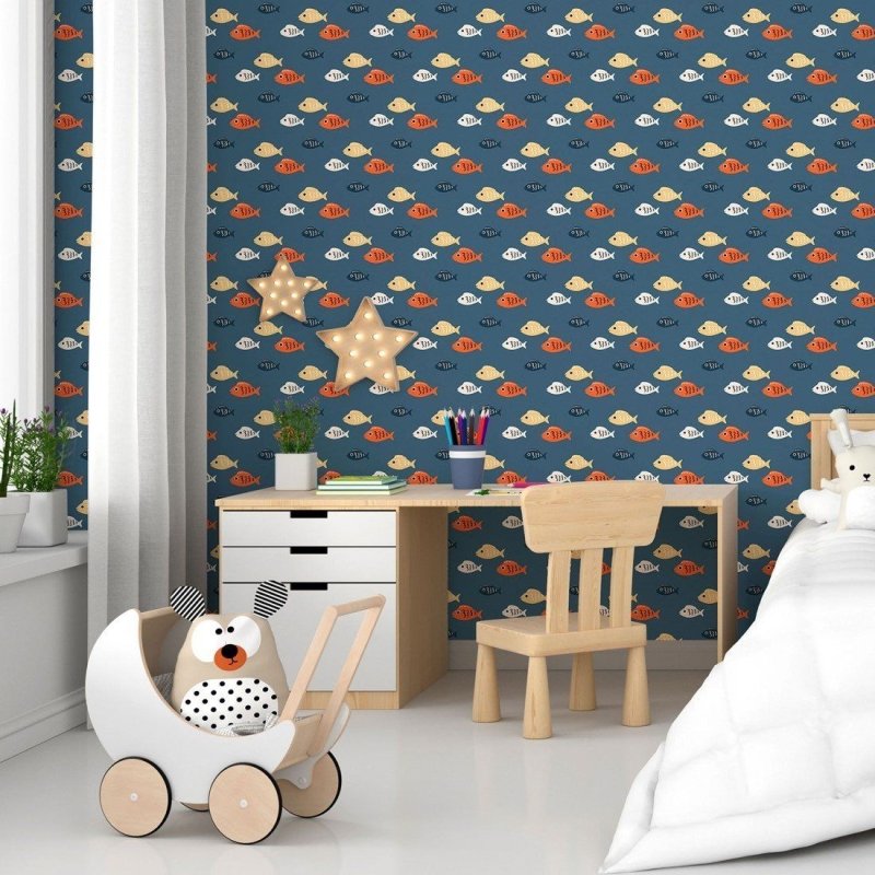 Papel de Parede Adesivo Infantil Peixes N015017 - Papel na Parede