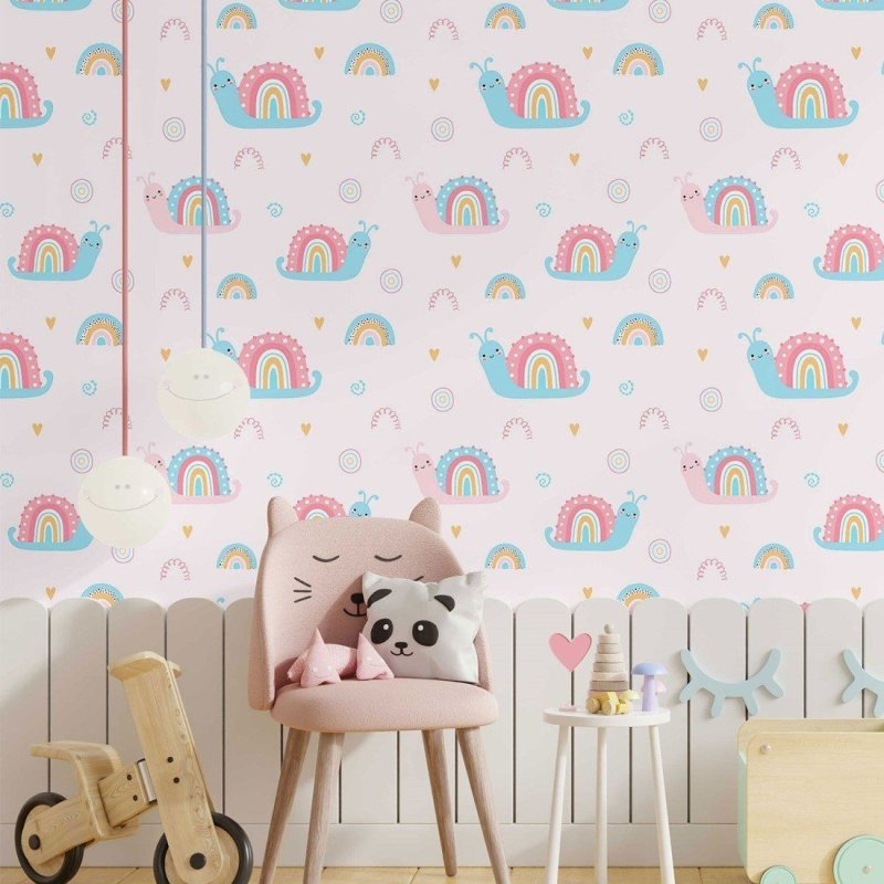 Papel de Parede Adesivo infantil rainbow Snails N014044 - Papel na Parede