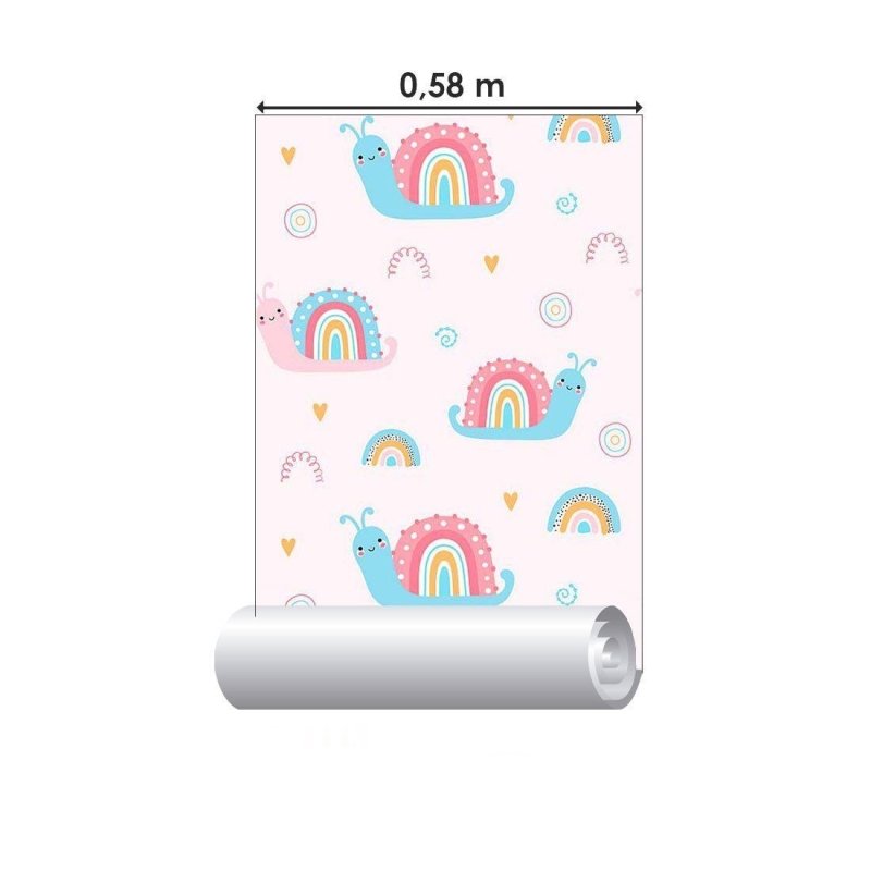 Papel de Parede Adesivo infantil rainbow Snails N014044 - Papel na Parede