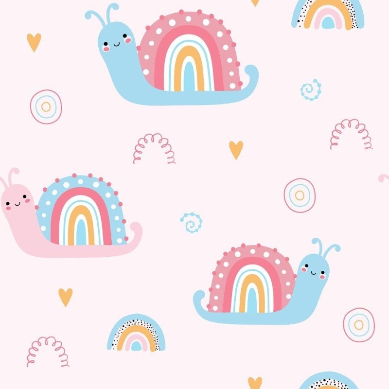 Papel de Parede Adesivo infantil rainbow Snails N014044 - Papel na Parede