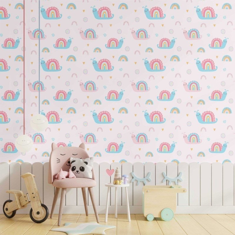 Papel de Parede Adesivo infantil rainbow Snails N014044 - Papel na Parede