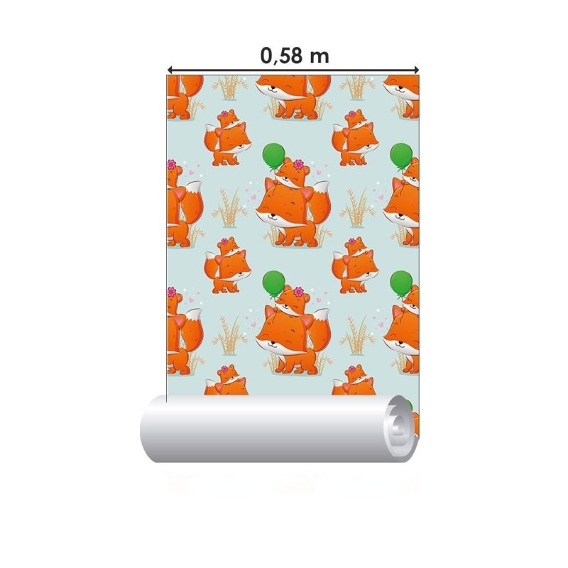 Papel de Parede Adesivo Infantil Raposinhas N017085 - Papel na Parede