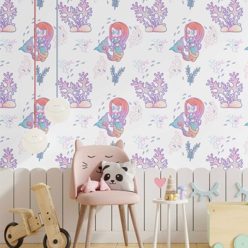 Papel de Parede Adesivo infantil Sereia N014041 - Papel na Parede