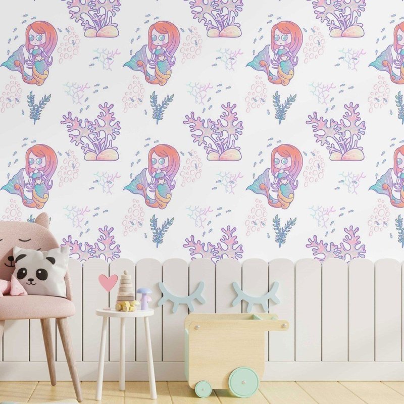 Papel de Parede Adesivo infantil Sereia N014041 - Papel na Parede