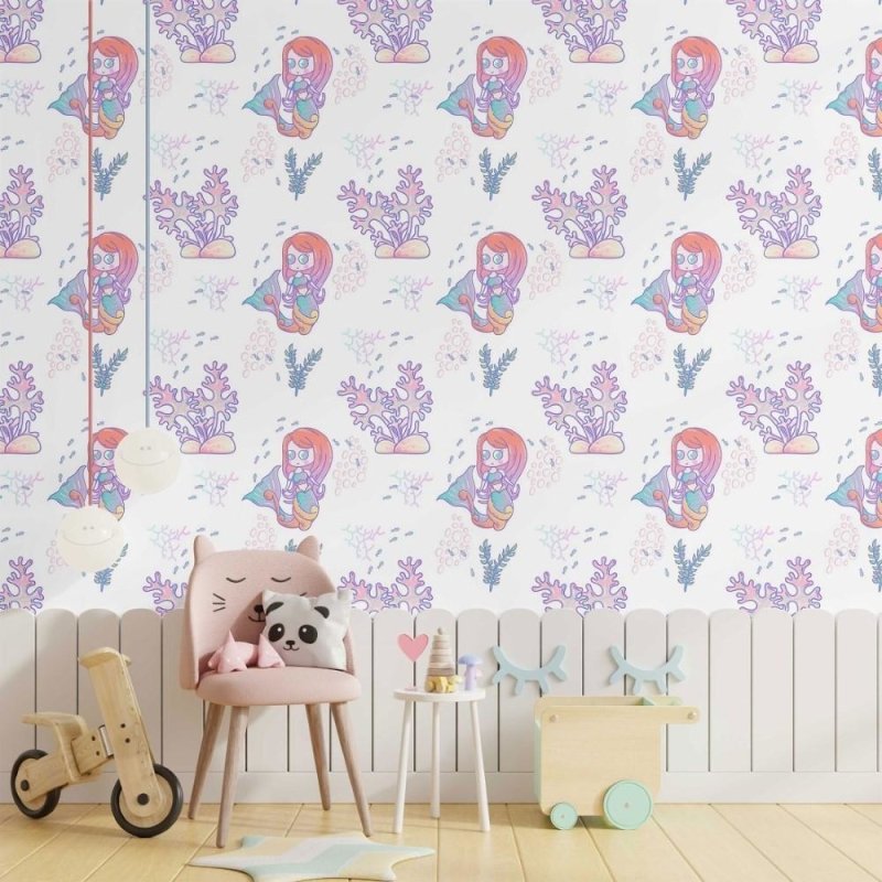 Papel de Parede Adesivo infantil Sereia N014041 - Papel na Parede