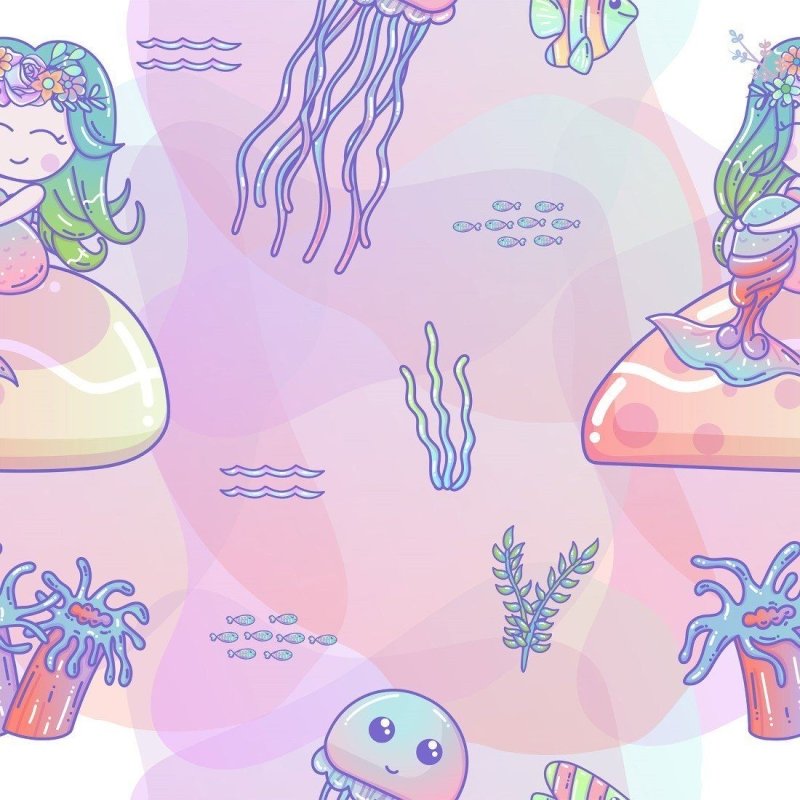 Papel de Parede Adesivo Infantil Sereia N014042 - Papel na Parede