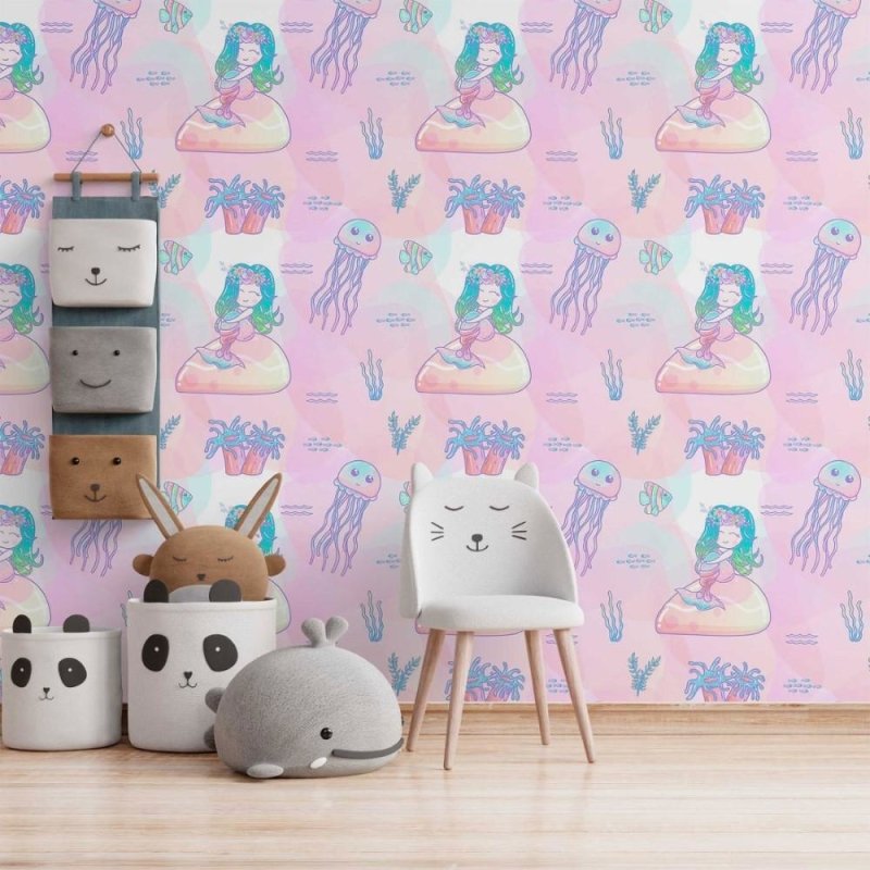 Papel de Parede Adesivo Infantil Sereia N014042 - Papel na Parede
