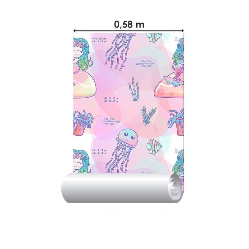 Papel de Parede Adesivo Infantil Sereia N014042 - Papel na Parede