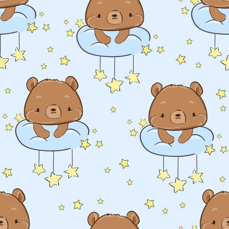 Papel de Parede Adesivo Infantil Ursinhos e Estrelas N07058 - Papel na Parede