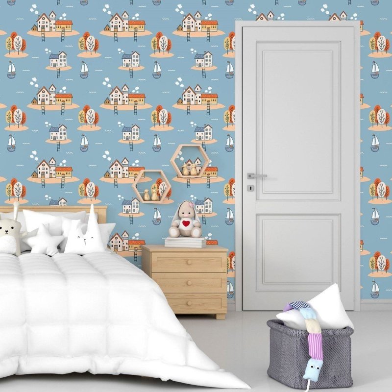 Papel de Parede Adesivo Infantil Vilarejo Feliz N015016 - Papel na Parede