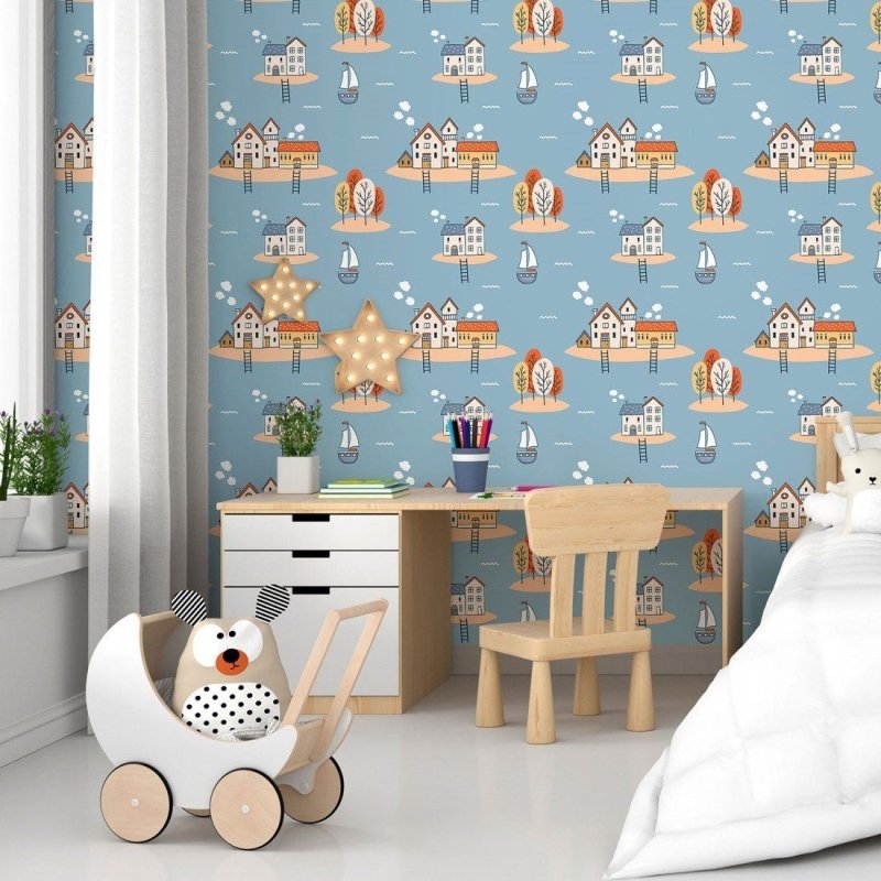 Papel de Parede Adesivo Infantil Vilarejo Feliz N015016 - Papel na Parede