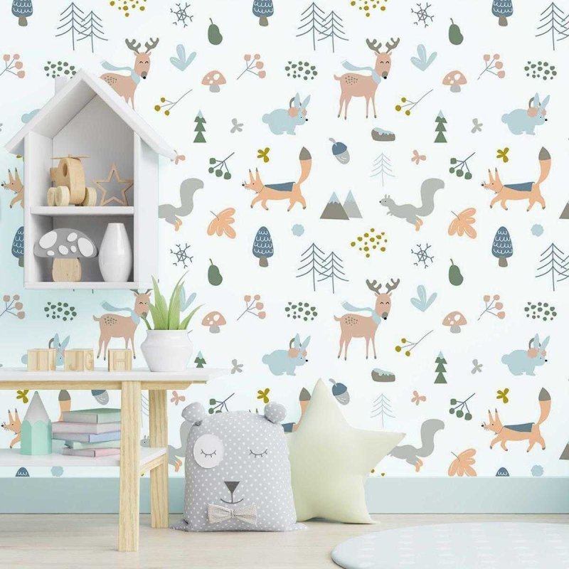 Papel de Parede Adesivo Inverno Animais e Montanhas N05090 - Papel na Parede