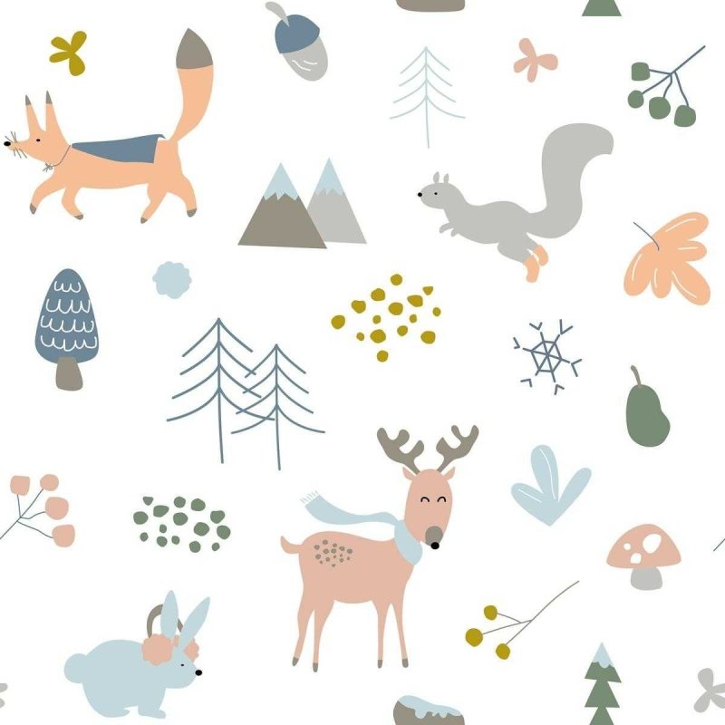 Papel de Parede Adesivo Inverno Animais e Montanhas N05090 - Papel na Parede