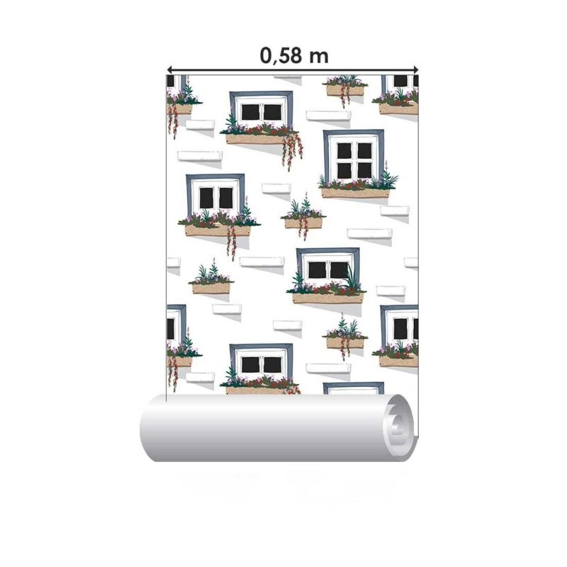 Papel de Parede Adesivo Janelas e jardineiras N03069 - Papel na Parede