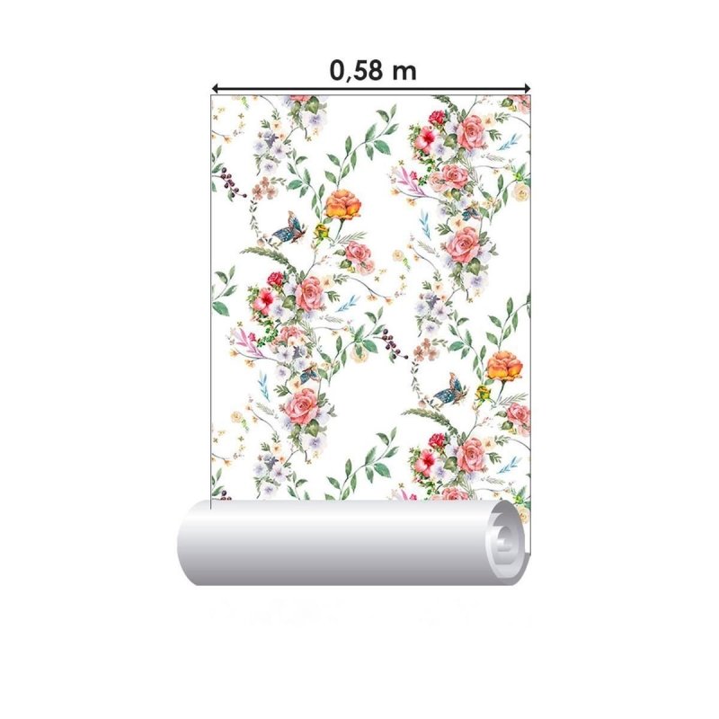 Papel de Parede Adesivo Jardim Florido em Aquarela N010201 - Papel na Parede