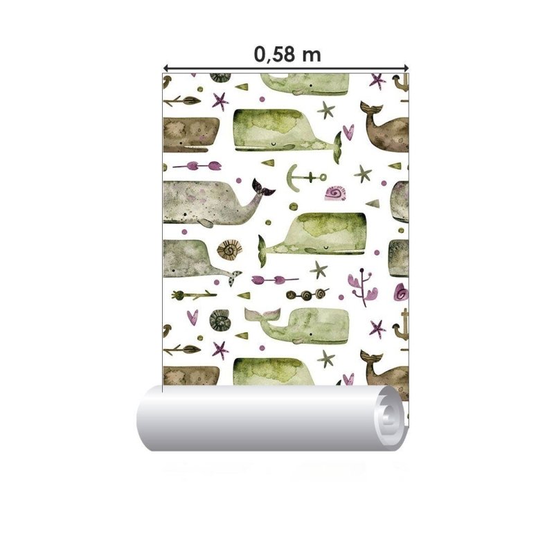 Papel de Parede Adesivo Jovem Baleia Aquarela N015068 - Papel na Parede