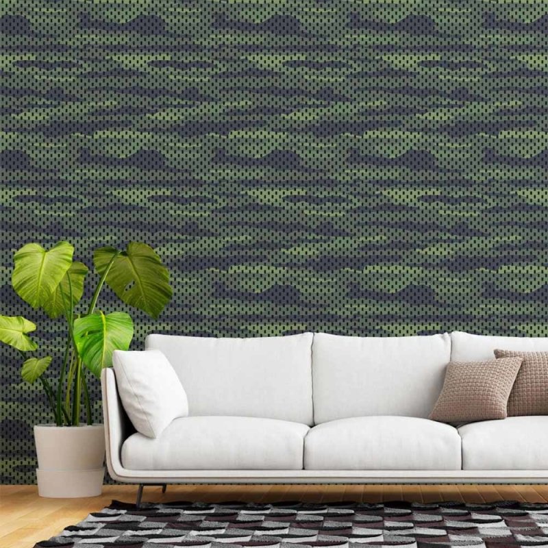 Papel de Parede Adesivo Jovem Camuflado Militar N015075 - Papel na Parede