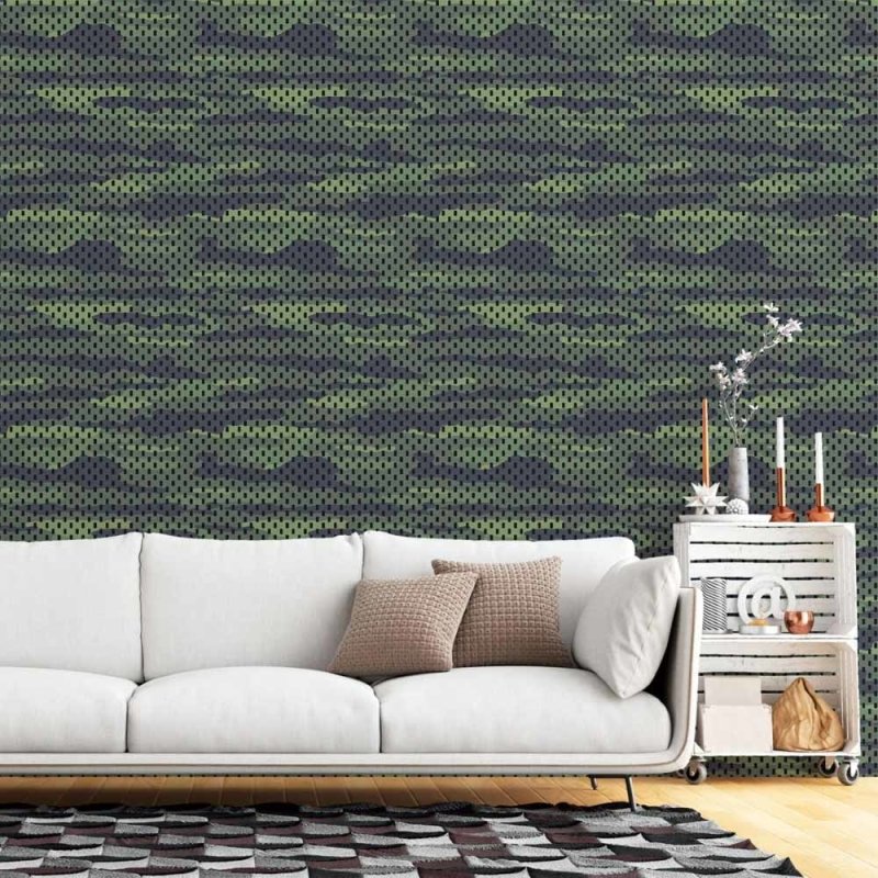 Papel de Parede Adesivo Jovem Camuflado Militar N015075 - Papel na Parede