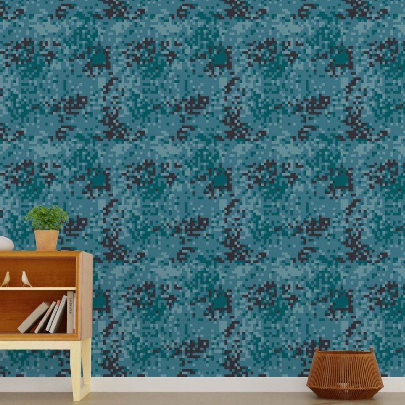 Papel de Parede Adesivo Jovem Camuflado Pixelado N015076 - Papel na Parede