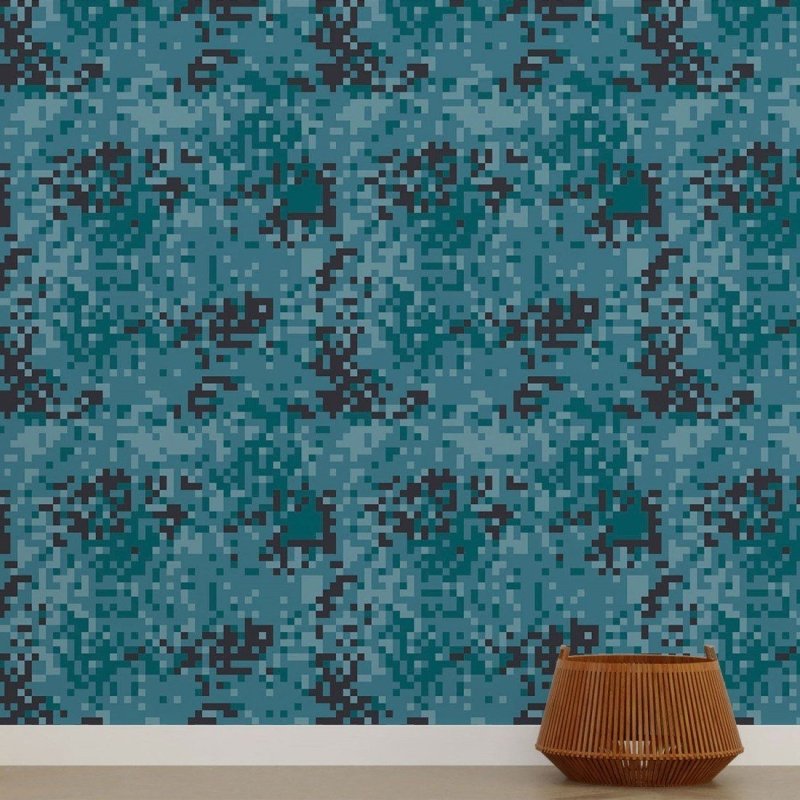 Papel de Parede Adesivo Jovem Camuflado Pixelado N015076 - Papel na Parede