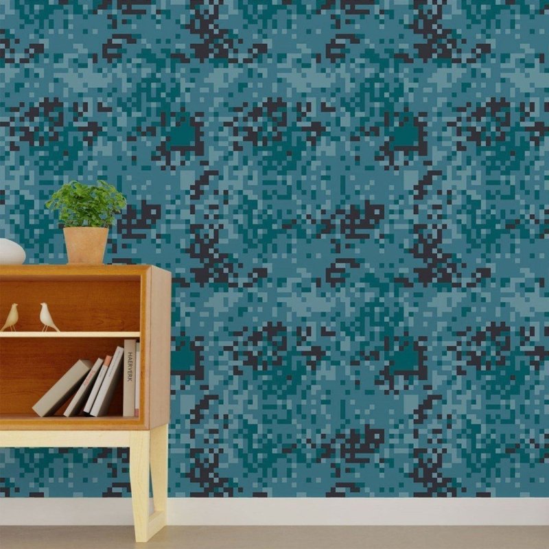 Papel de Parede Adesivo Jovem Camuflado Pixelado N015076 - Papel na Parede