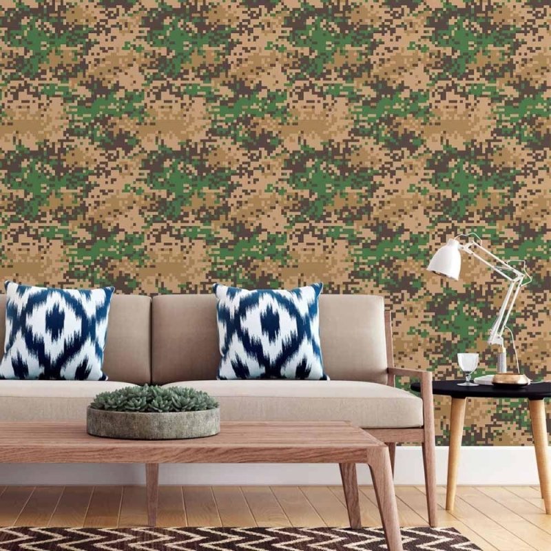 Papel de Parede Adesivo Jovem Camuflado Pixelado N015079 - Papel na Parede