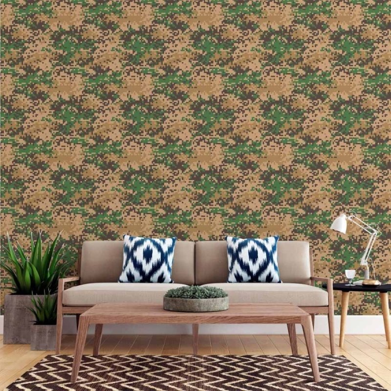 Papel de Parede Adesivo Jovem Camuflado Pixelado N015079 - Papel na Parede