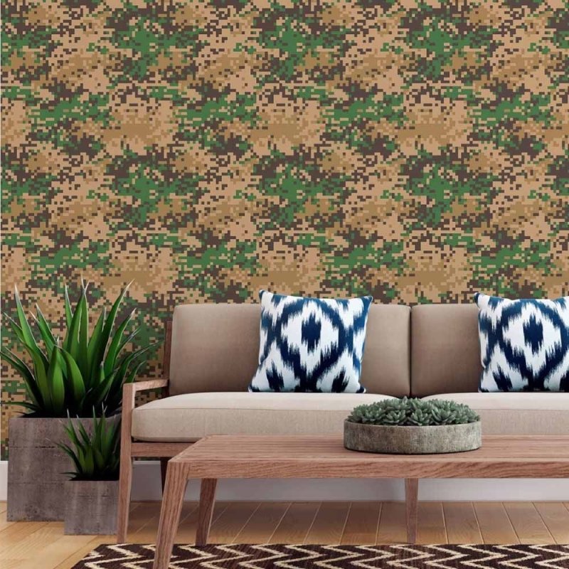 Papel de Parede Adesivo Jovem Camuflado Pixelado N015079 - Papel na Parede