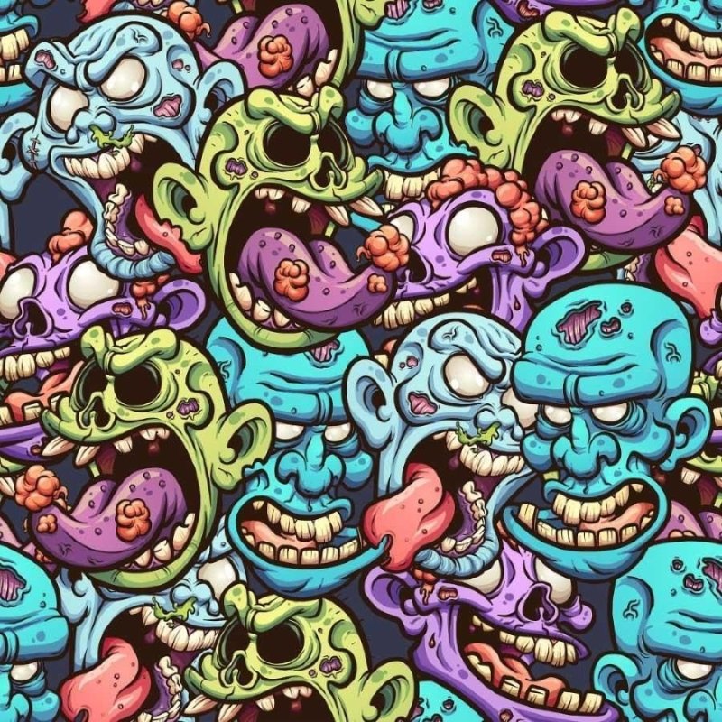 Papel de Parede Adesivo Jovem Cartoon Zumbis N013300 - Papel na Parede