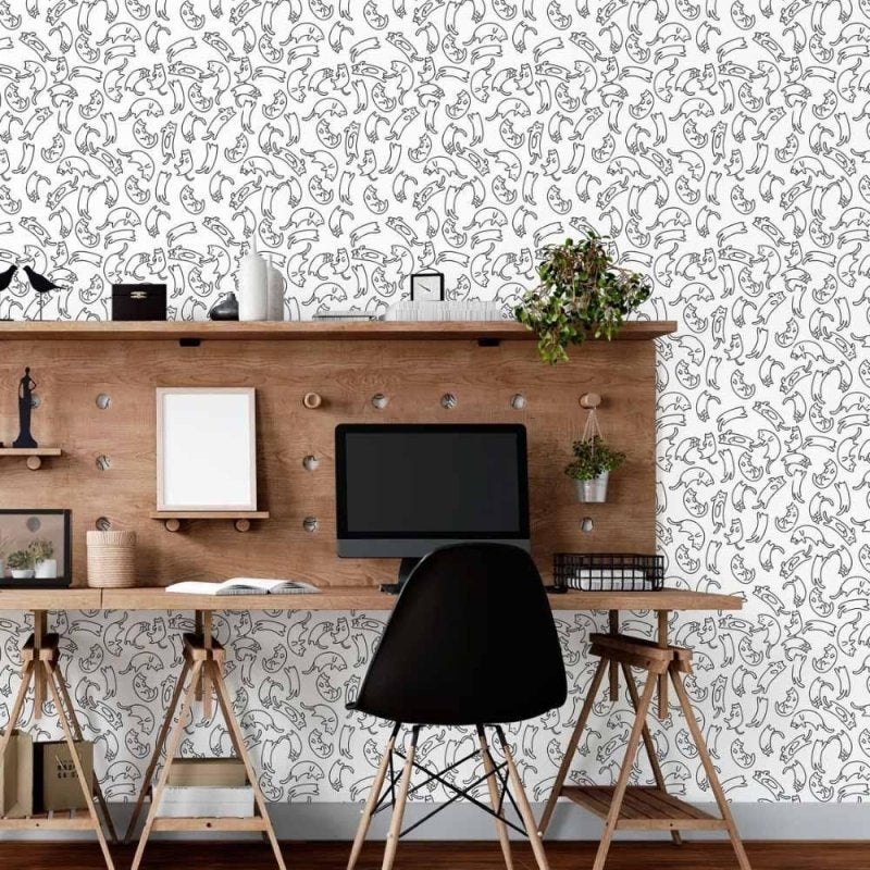 Papel de Parede Adesivo Jovem Colorir Gatinhos N015123 - Papel na Parede