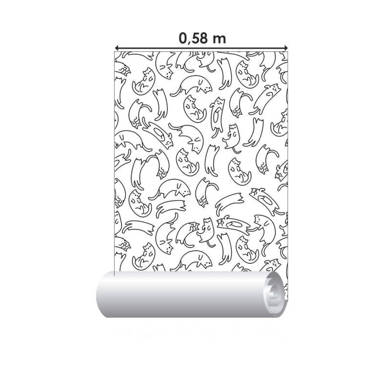 Papel de Parede Adesivo Jovem Colorir Gatinhos N015123 - Papel na Parede