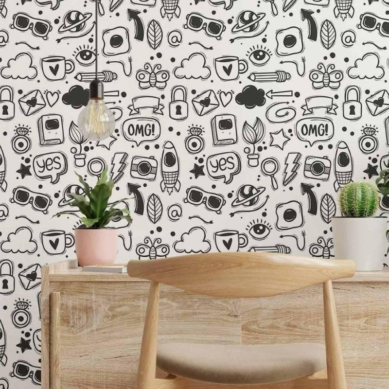 Papel de Parede Adesivo Jovem Colorir N014016 - Papel na Parede