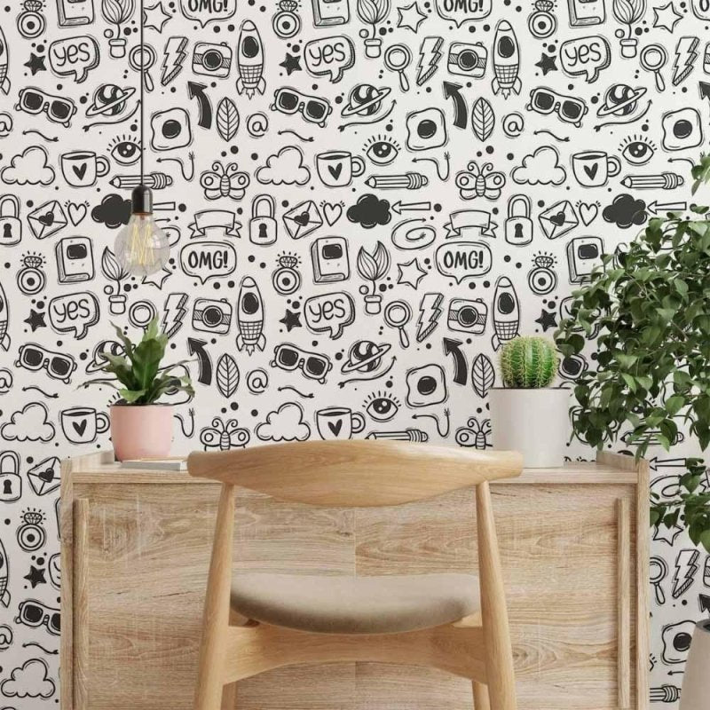 Papel de Parede Adesivo Jovem Colorir N014016 - Papel na Parede