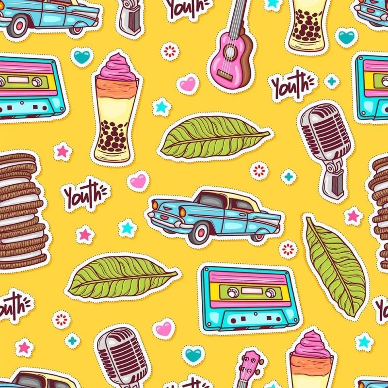 Papel de Parede Adesivo Jovem Figurinhas N010185 - Papel na Parede